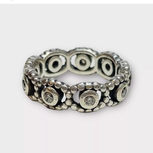 Pandora Sterling Silver Her Majesty Light Pink Cz Ring Band - Picture 2 of 2